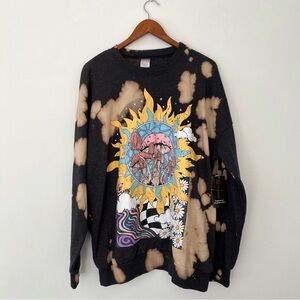 No boundaries acid wash black pullover psychedelic hippie graphic sweater xl
